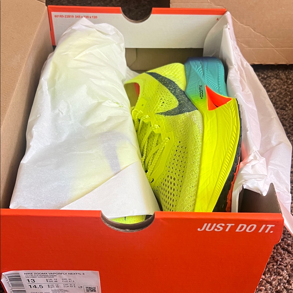 Nike Zoomx Vaporfly Next% 3 In Neon Yellow And Sky Blue